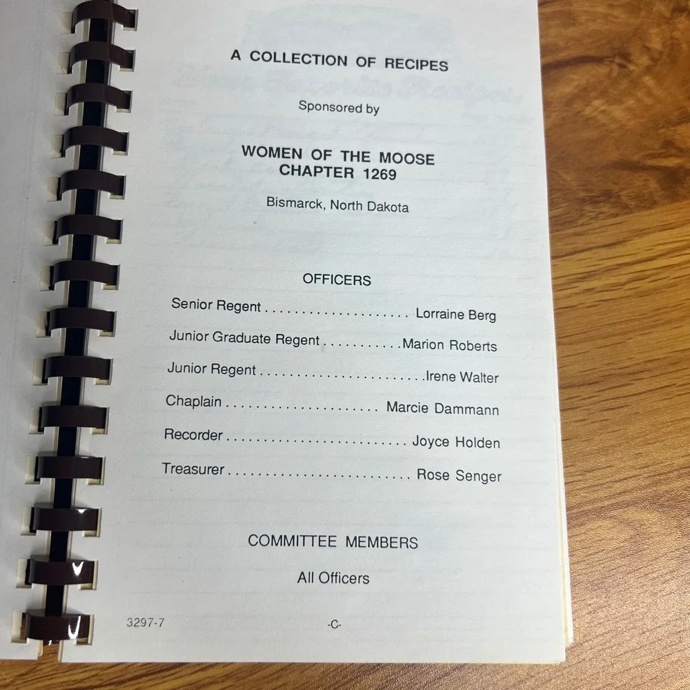Women of the Moose Cookbook Bismarck ND 1978 Moose Family Recipes Chapter‎ 1269